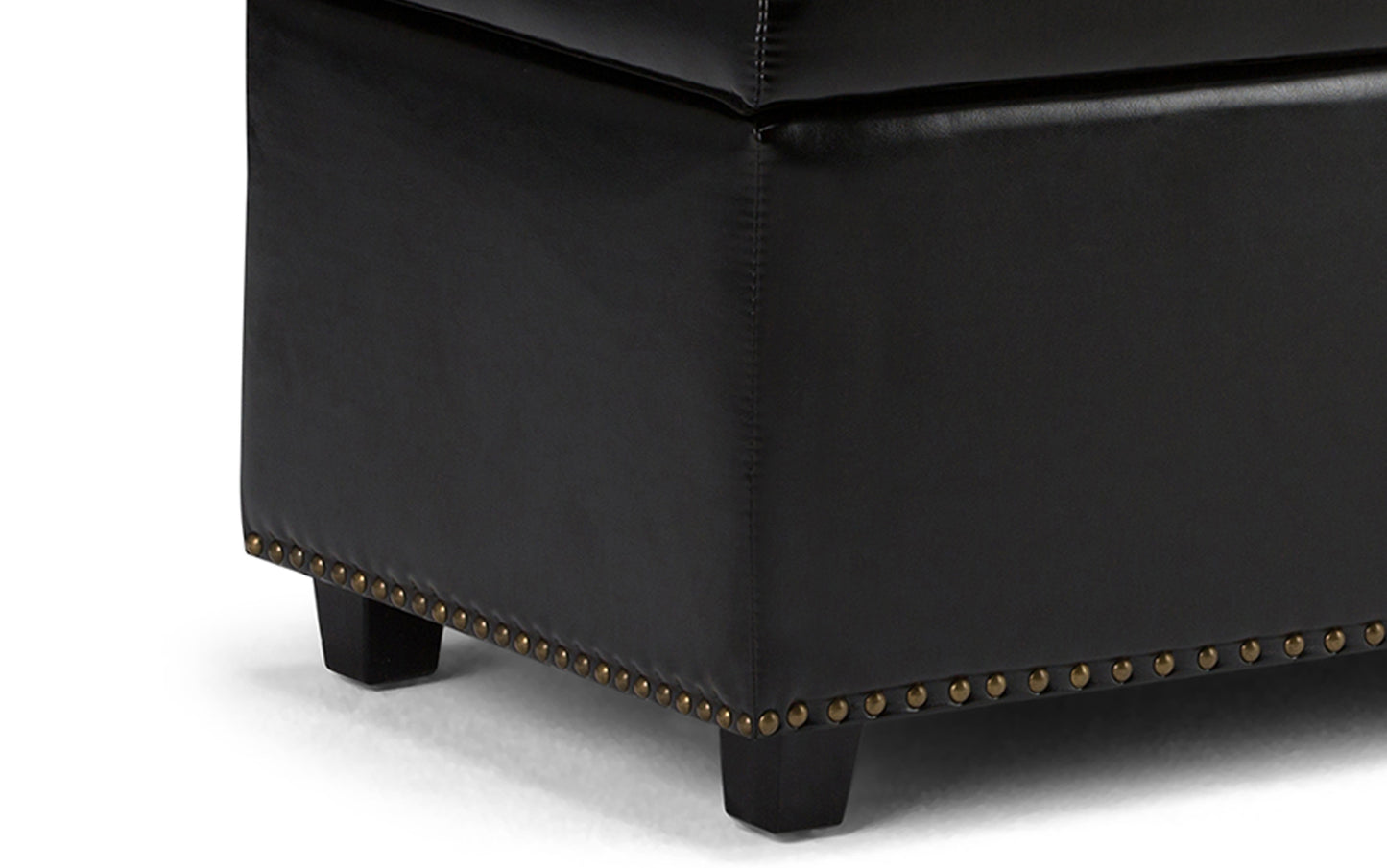 Midnight Black Vegan Leather | Hamilton Storage Ottoman