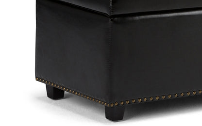 Midnight Black Vegan Leather | Hamilton Storage Ottoman