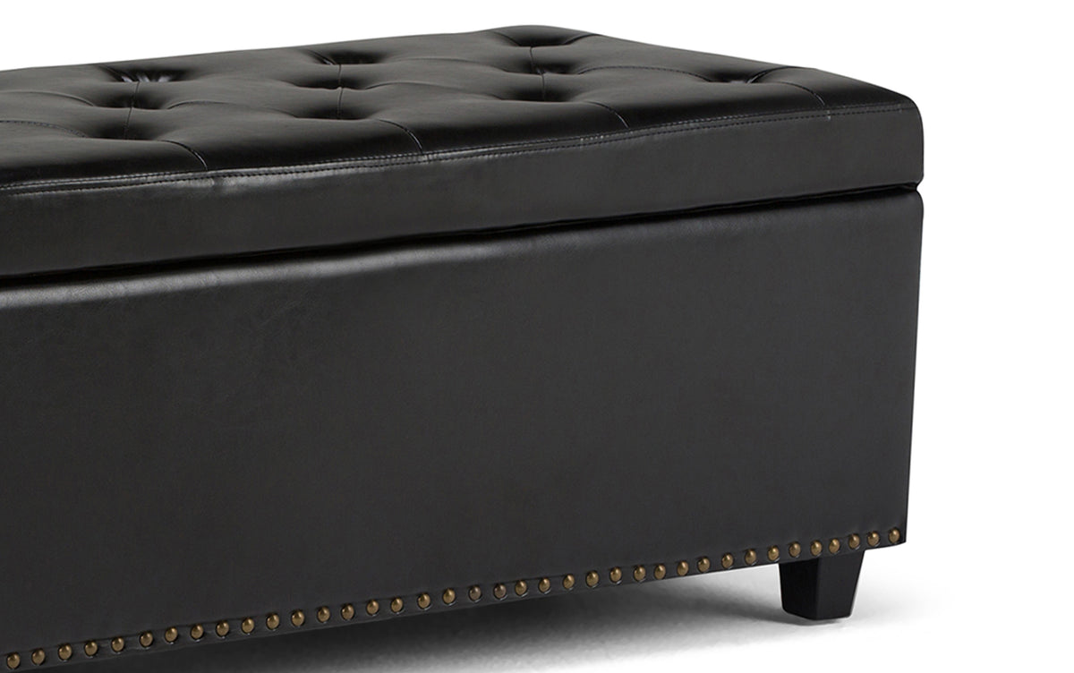 Midnight Black Vegan Leather | Hamilton Storage Ottoman