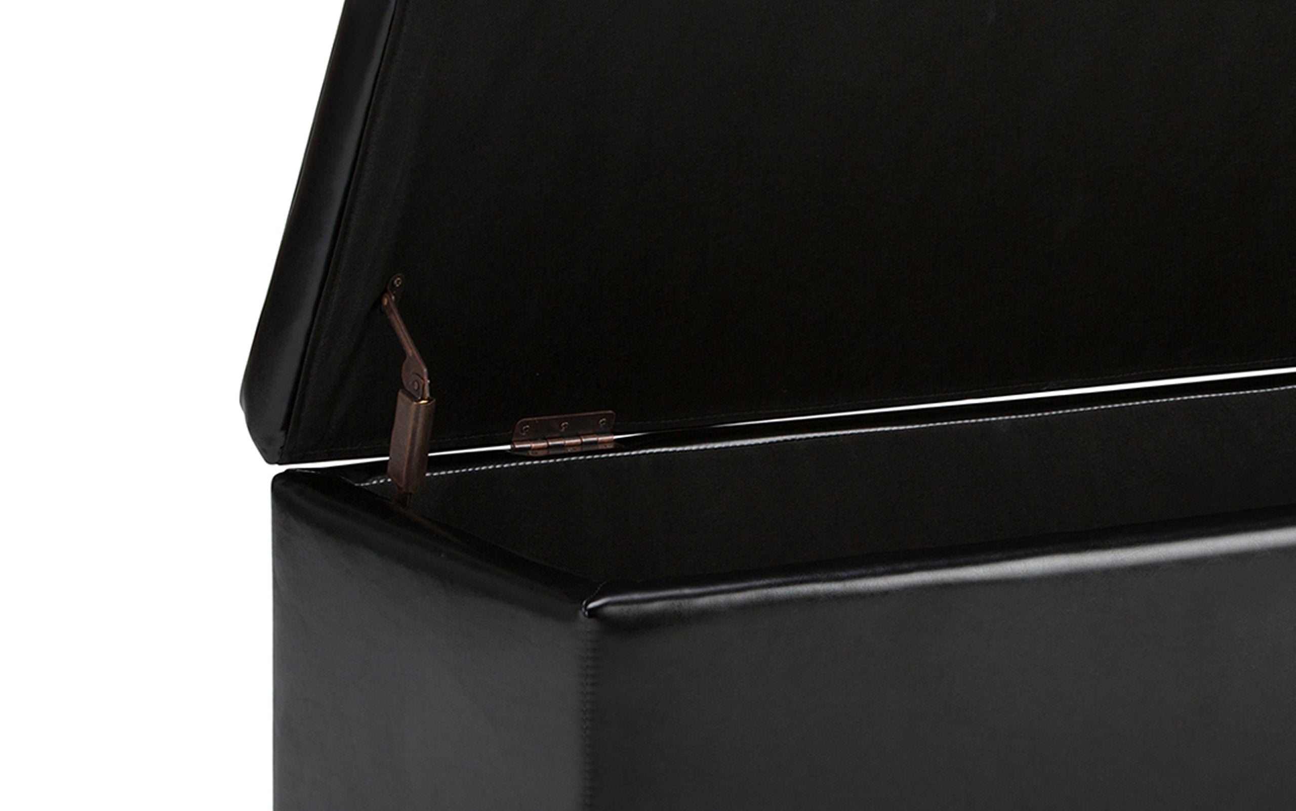 Midnight Black Vegan Leather | Hamilton Storage Ottoman