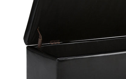 Midnight Black Vegan Leather | Hamilton Storage Ottoman