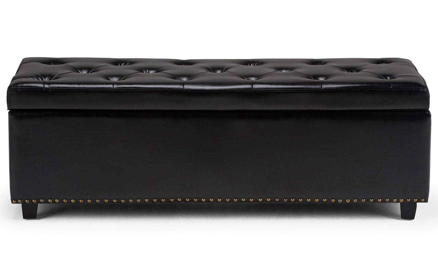 Midnight Black Vegan Leather | Hamilton Storage Ottoman