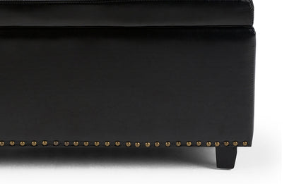 Midnight Black Vegan Leather | Hamilton Storage Ottoman