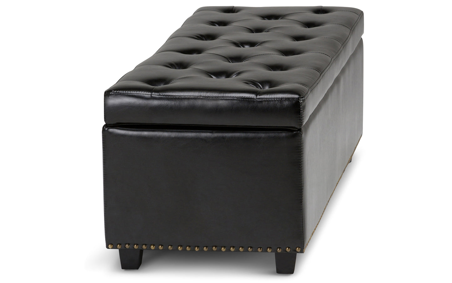 Midnight Black Vegan Leather | Hamilton Storage Ottoman