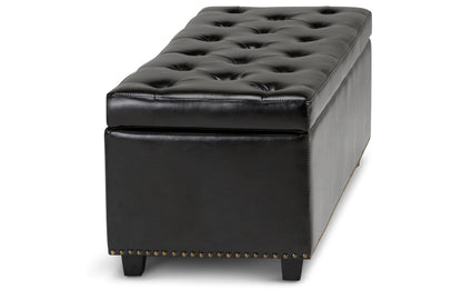 Midnight Black Vegan Leather | Hamilton Storage Ottoman