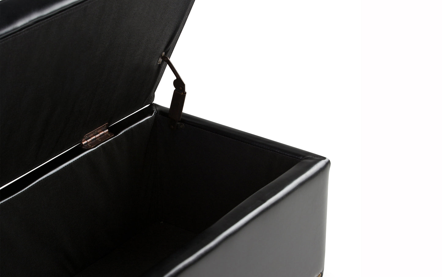 Midnight Black Vegan Leather | Hamilton Storage Ottoman