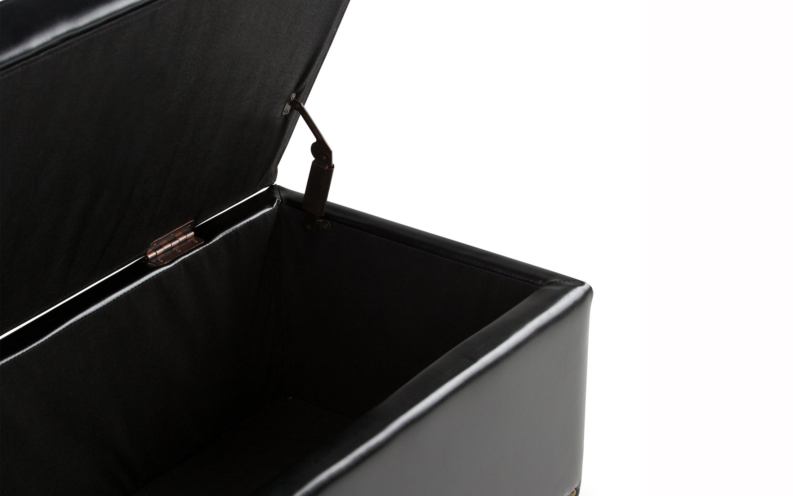 Midnight Black Vegan Leather | Hamilton Storage Ottoman