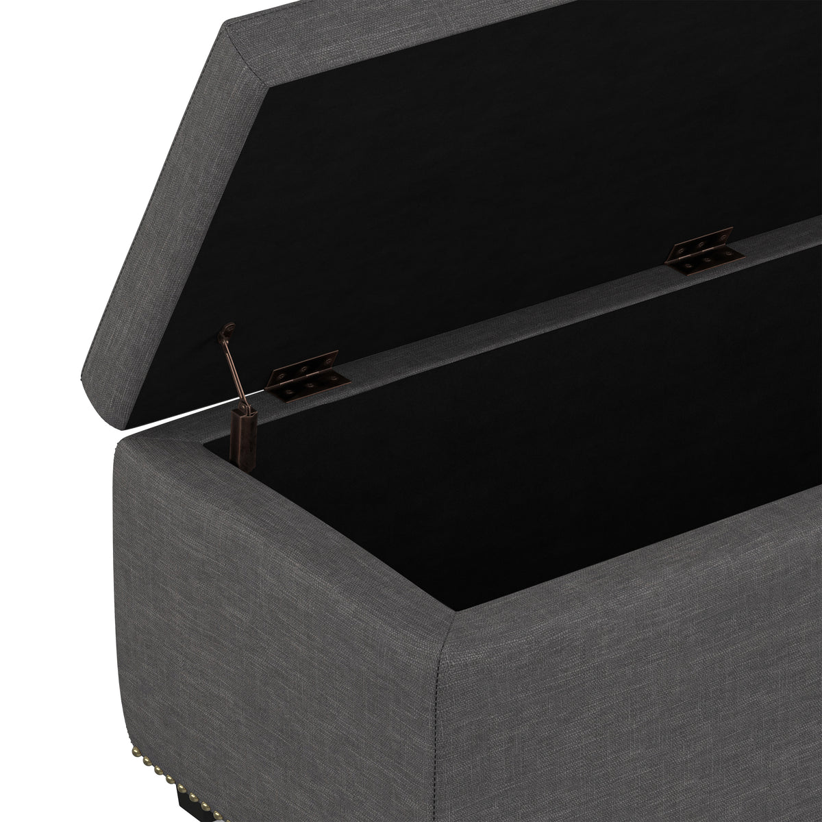 Slate Grey Linen Style Fabric| Hamilton Storage Ottoman in Linen