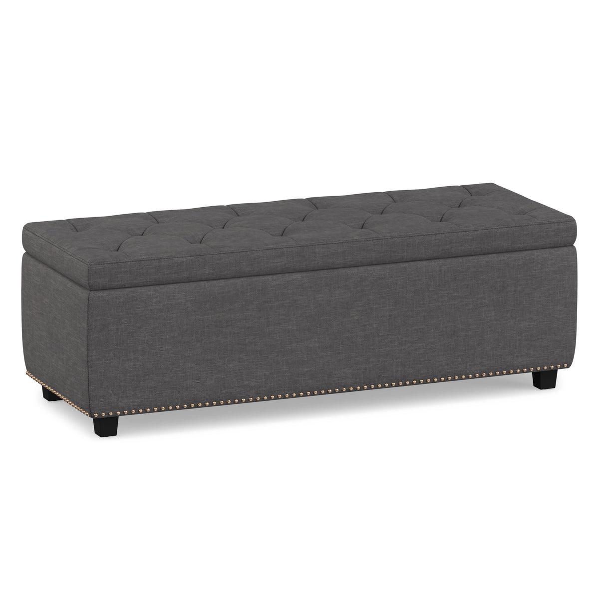 Slate Grey Linen Style Fabric| Hamilton Storage Ottoman in Linen