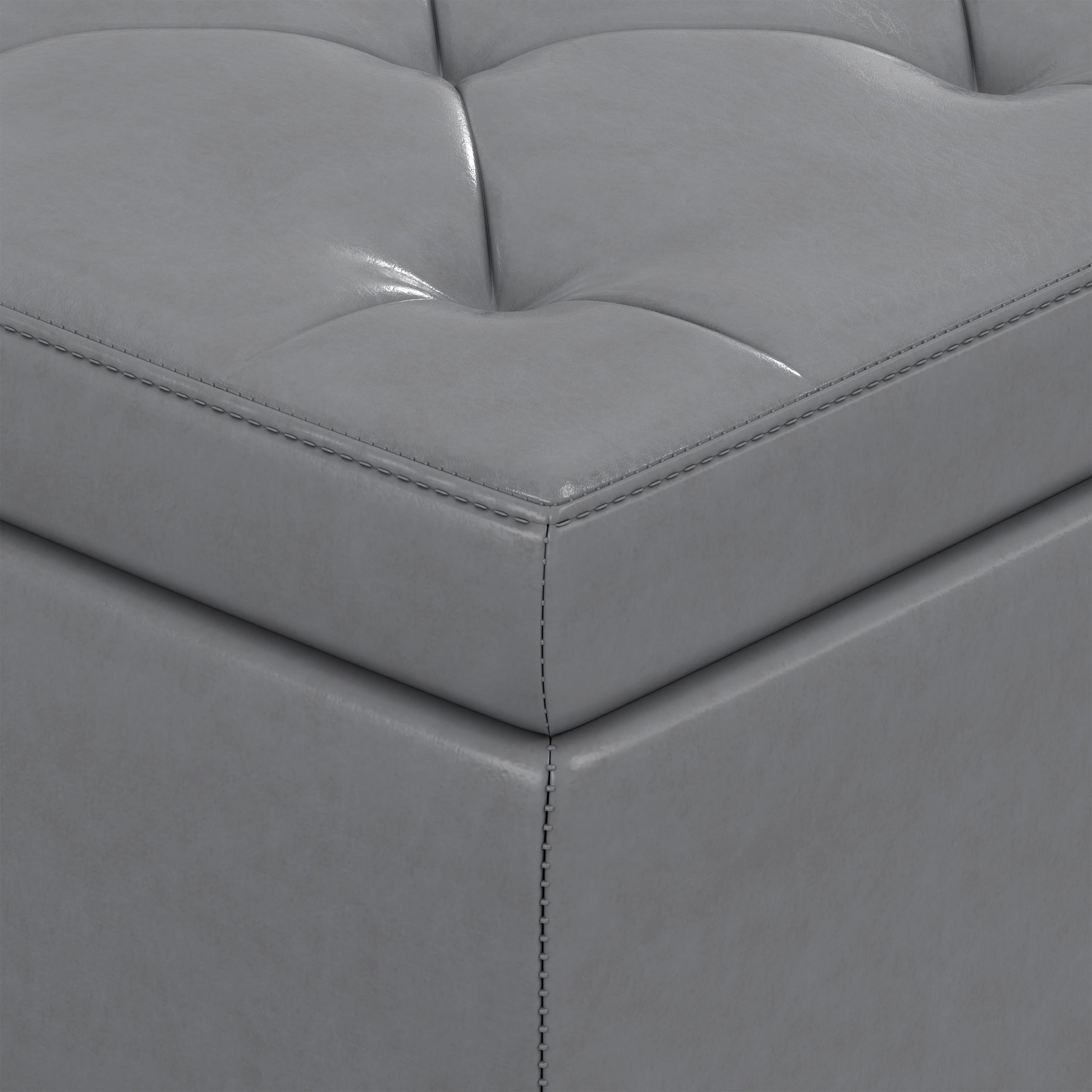 Stone Grey Vegan Leather | Hamilton Storage Ottoman in Stone Grey