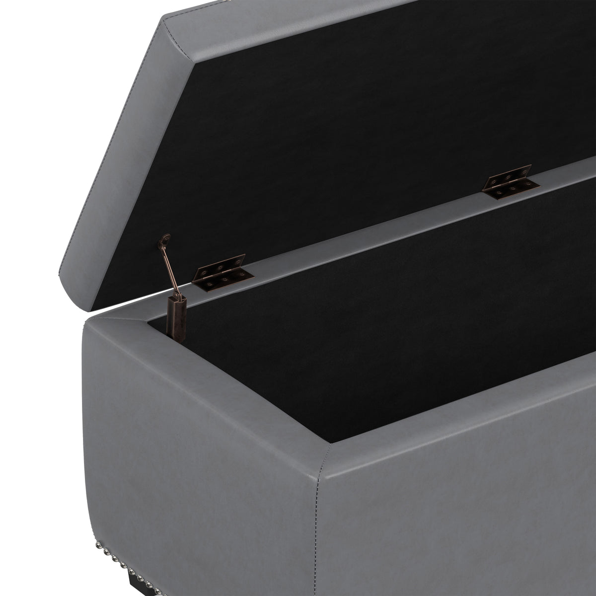 Stone Grey Vegan Leather | Hamilton Storage Ottoman in Stone Grey