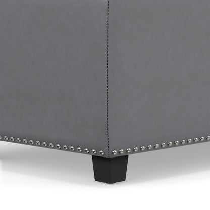 Stone Grey Vegan Leather | Hamilton Storage Ottoman in Stone Grey