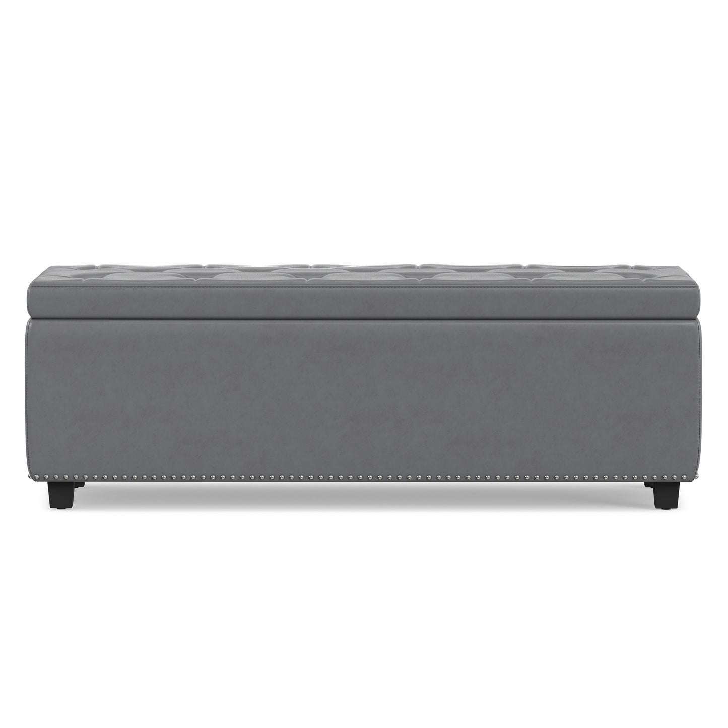 Stone Grey Vegan Leather | Hamilton Storage Ottoman in Stone Grey
