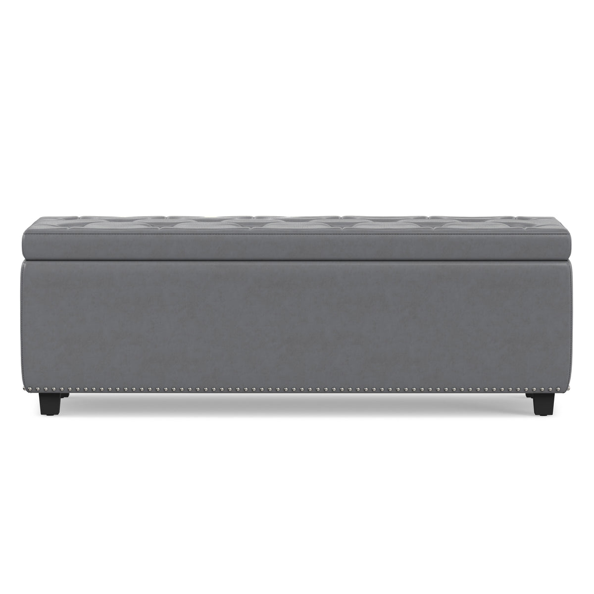 Stone Grey Vegan Leather | Hamilton Storage Ottoman in Stone Grey