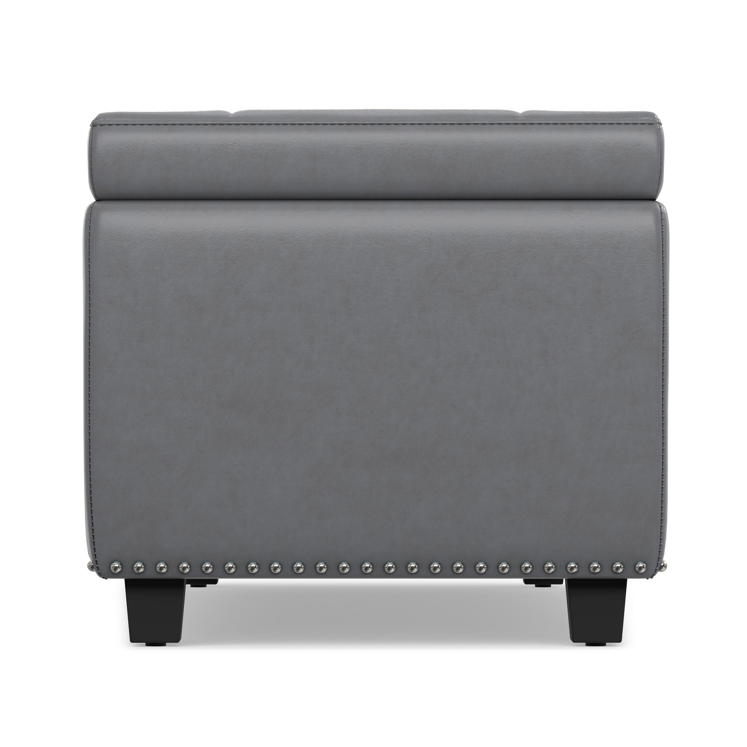 Stone Grey Vegan Leather | Hamilton Storage Ottoman in Stone Grey