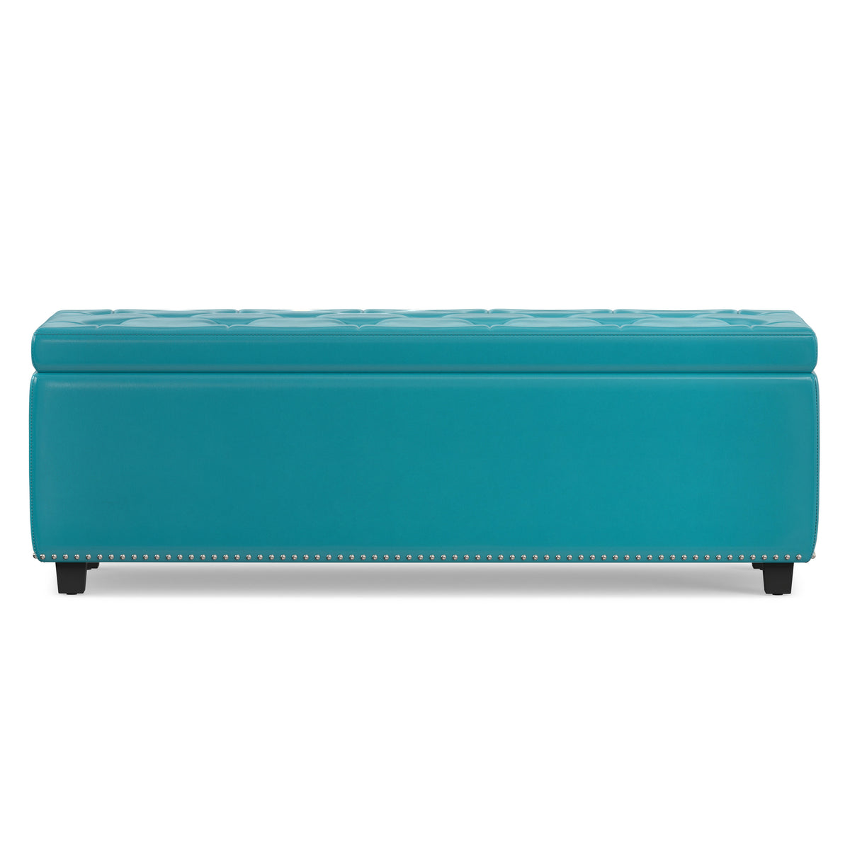 Mediterranean Blue Vegan Leather | Hamilton Storage Ottoman in Vegan Leather