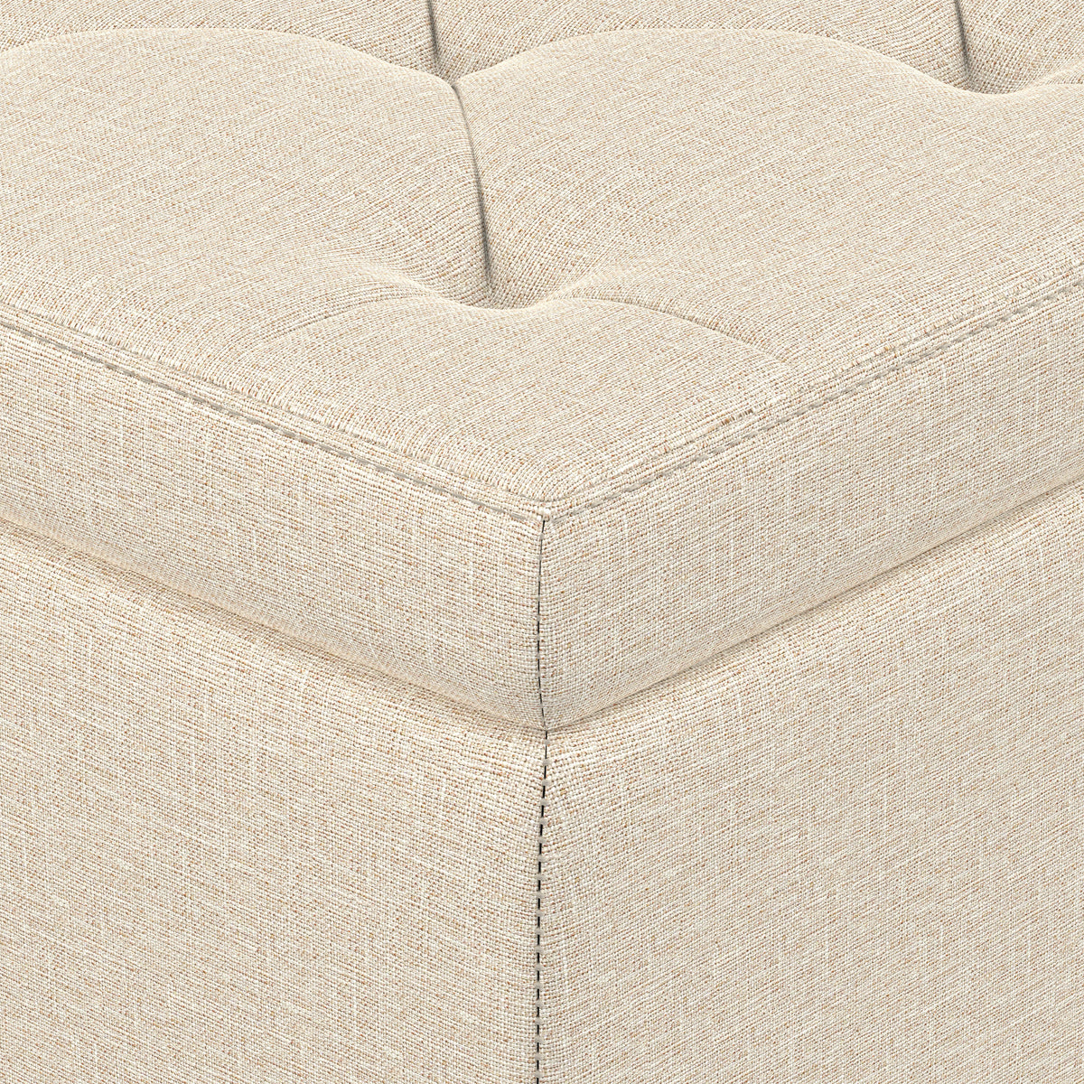 Natural Linen Style Fabric| Hamilton Storage Ottoman in Linen