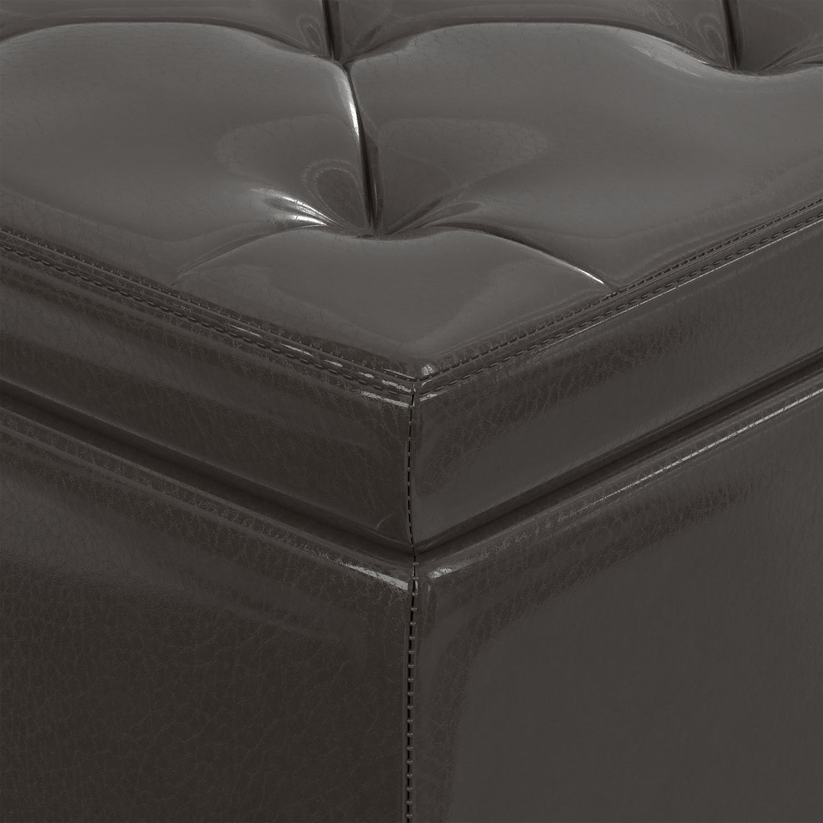 Tanners Brown Vegan Leather | Hamilton Storage Ottoman in Vegan Leather