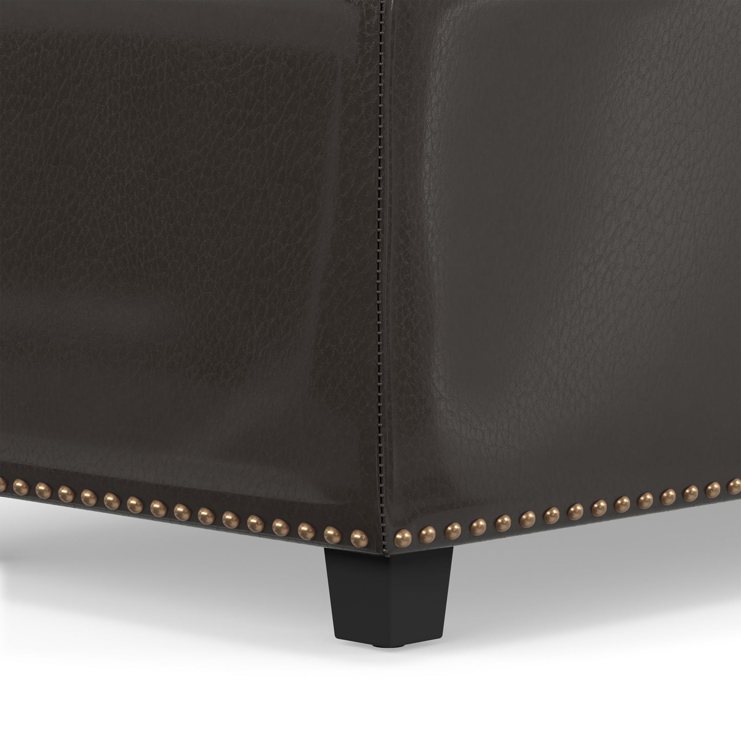 Tanners Brown Vegan Leather | Hamilton Storage Ottoman in Vegan Leather