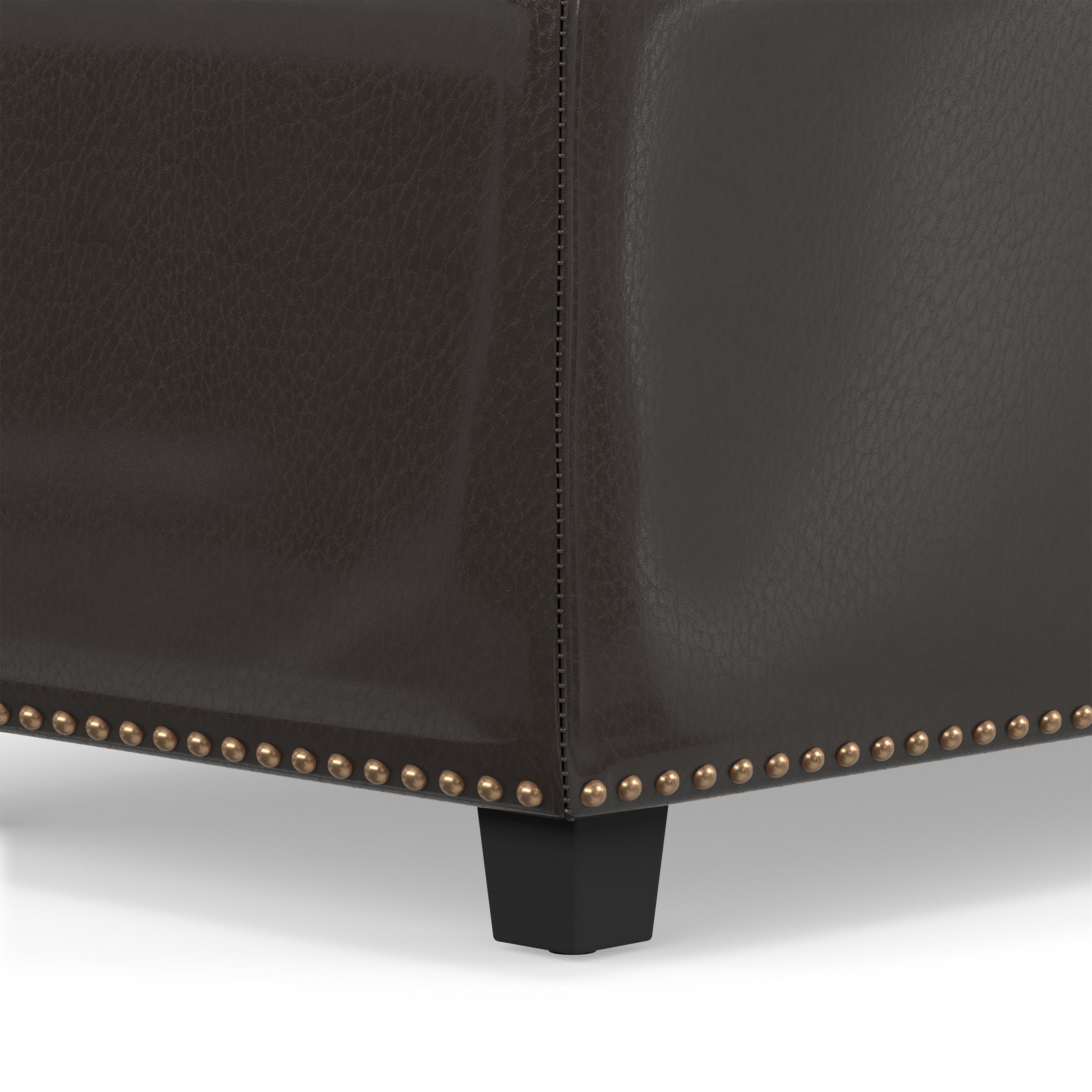 Tanners Brown Vegan Leather | Hamilton Storage Ottoman in Vegan Leather