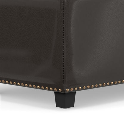 Tanners Brown Vegan Leather | Hamilton Storage Ottoman in Vegan Leather