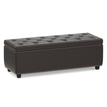 Tanners Brown Vegan Leather | Hamilton Storage Ottoman in Vegan Leather