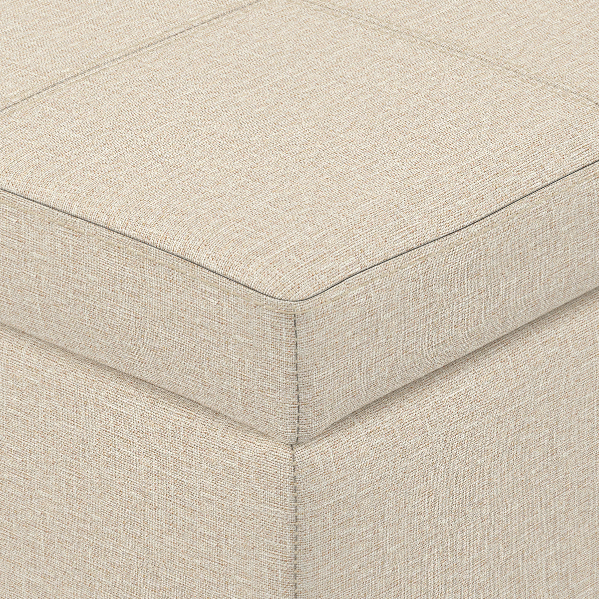 Natural Linen Style Fabric | Kingsley Large Storage Ottoman in Linen 