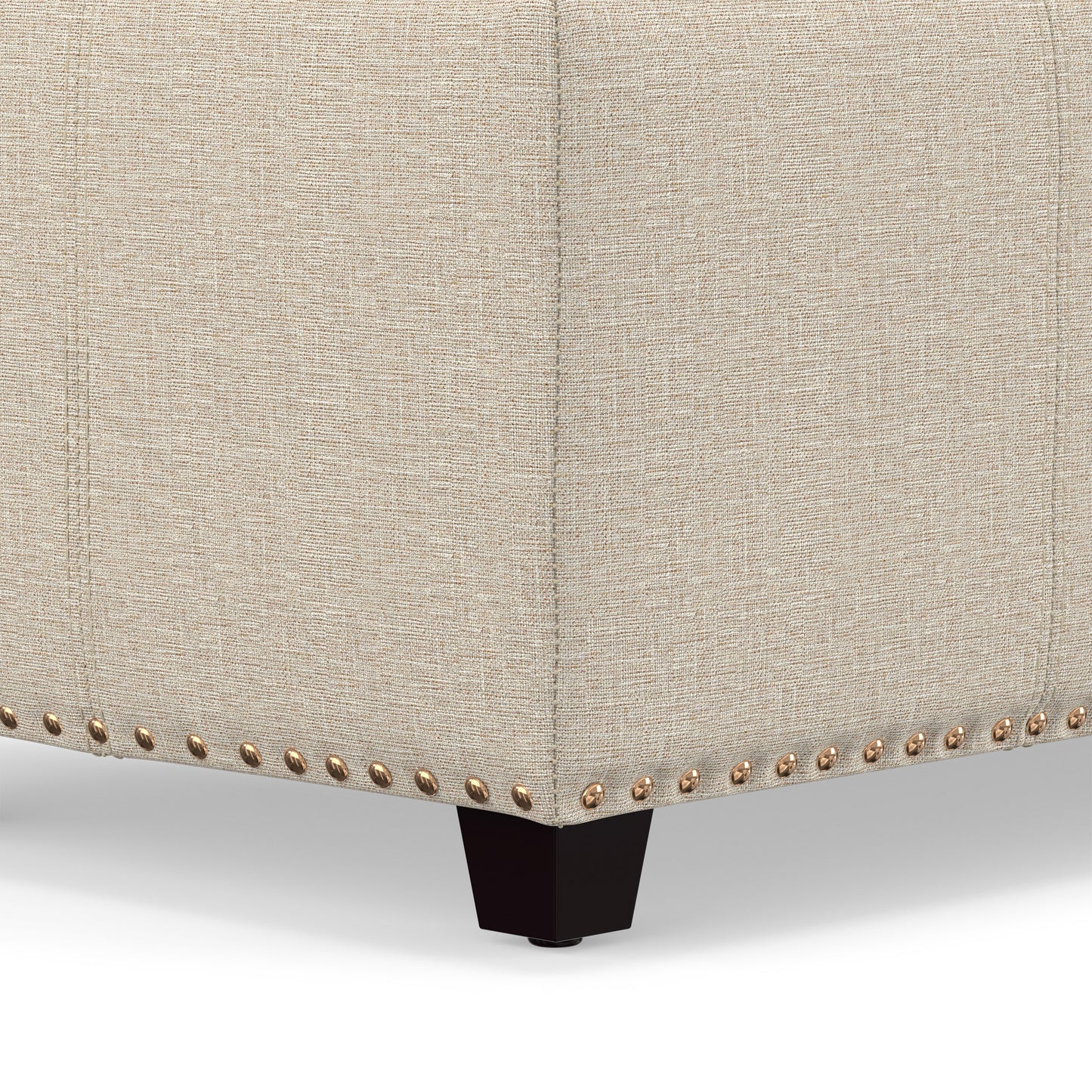 Natural Linen Style Fabric | Kingsley Large Storage Ottoman in Linen 