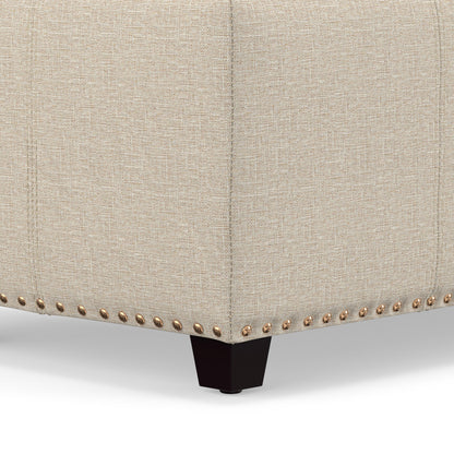 Natural Linen Style Fabric | Kingsley Large Storage Ottoman in Linen 