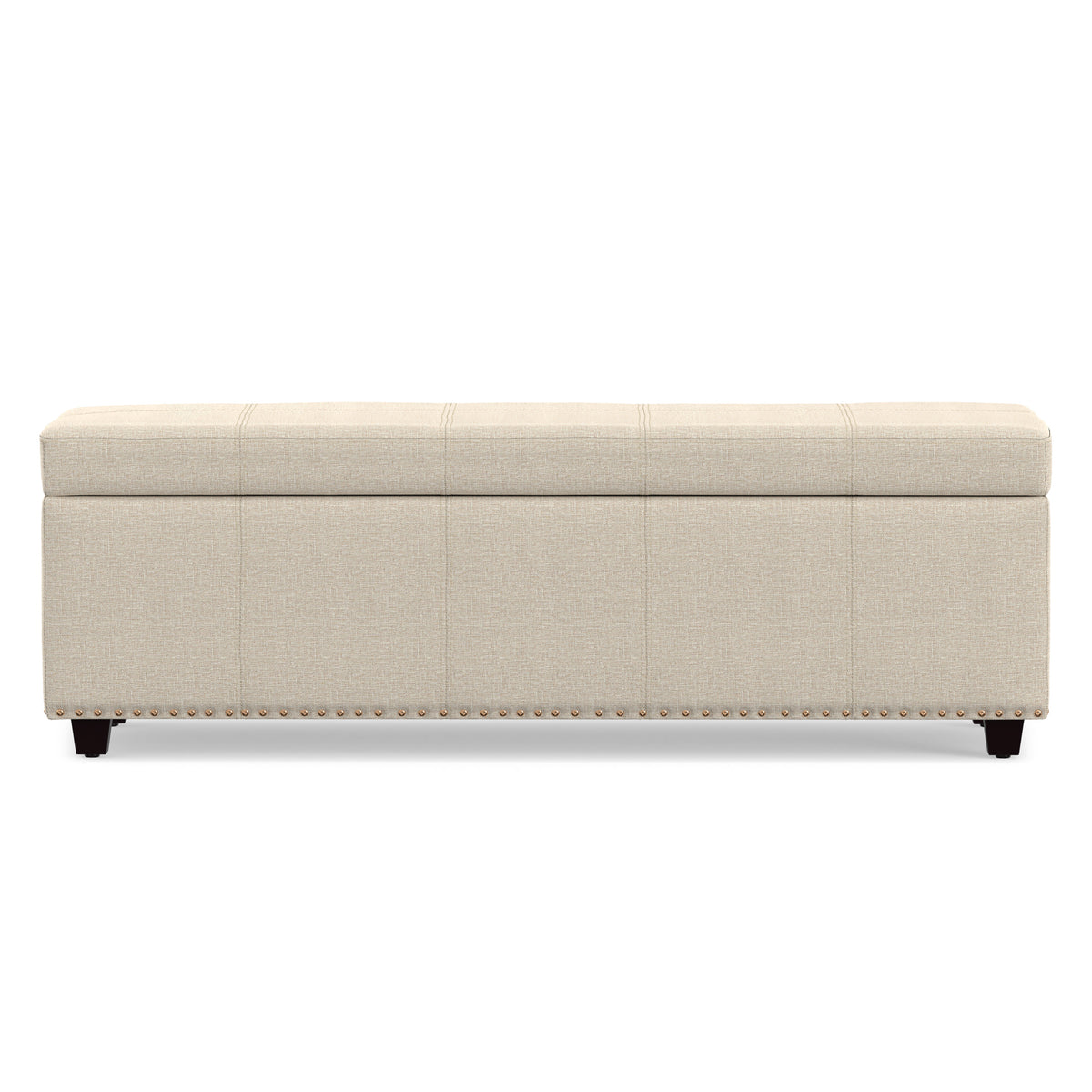 Natural Linen Style Fabric | Kingsley Large Storage Ottoman in Linen 