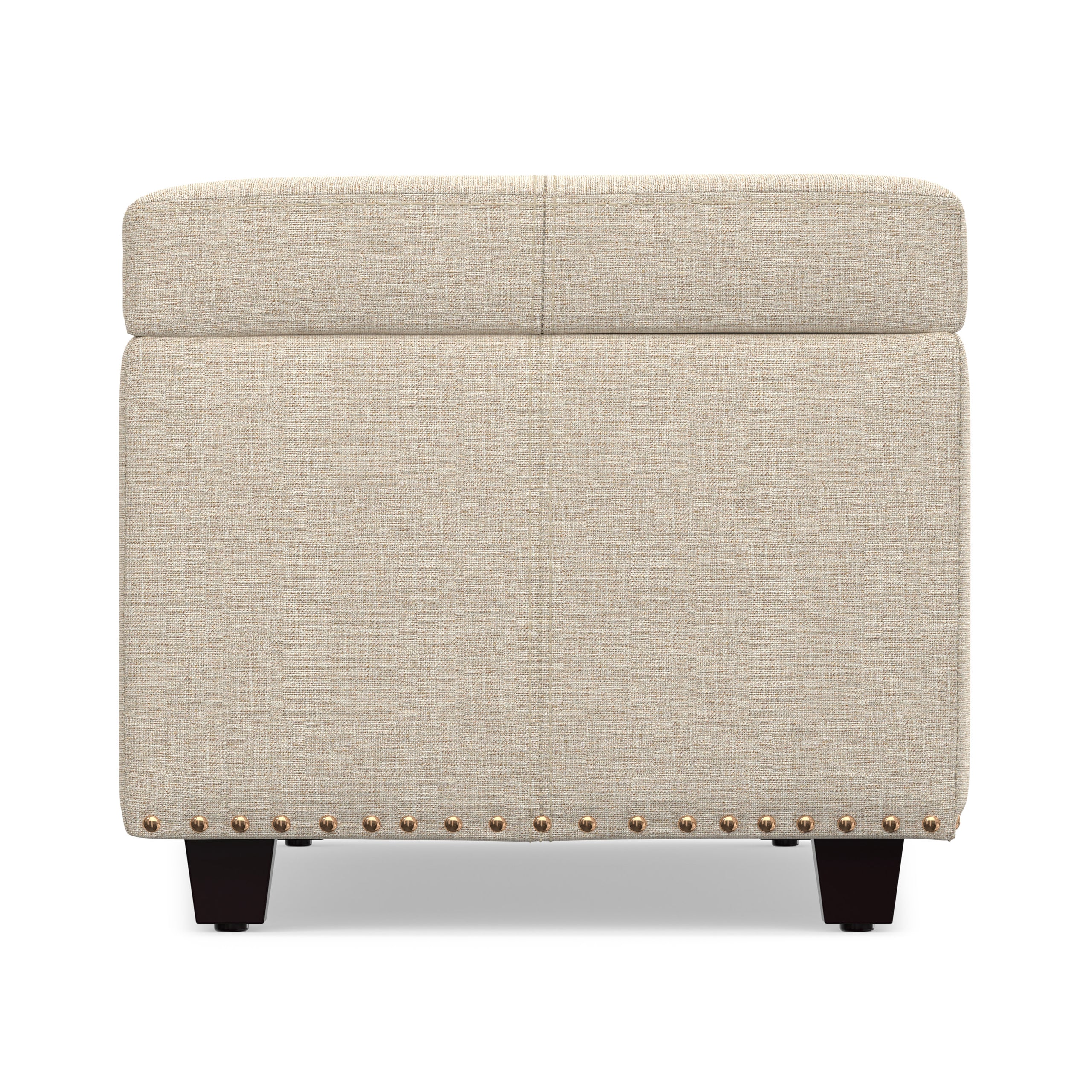 Natural Linen Style Fabric | Kingsley Large Storage Ottoman in Linen 