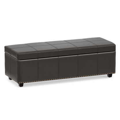 Tanner Brown Vegan Leather | Kingsley Large Storage Ottoman in Vegan Leather