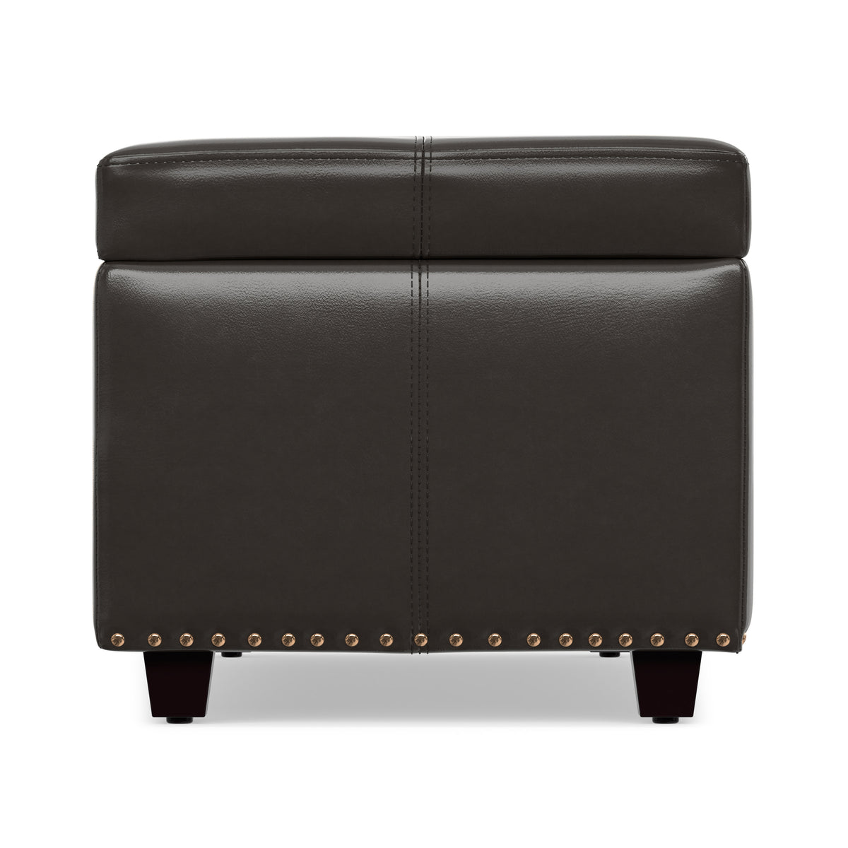 Tanner Brown Vegan Leather | Kingsley Large Storage Ottoman in Vegan Leather