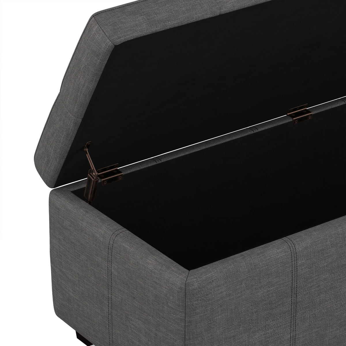 Slate Grey | Castleford Storage Ottoman in Linen