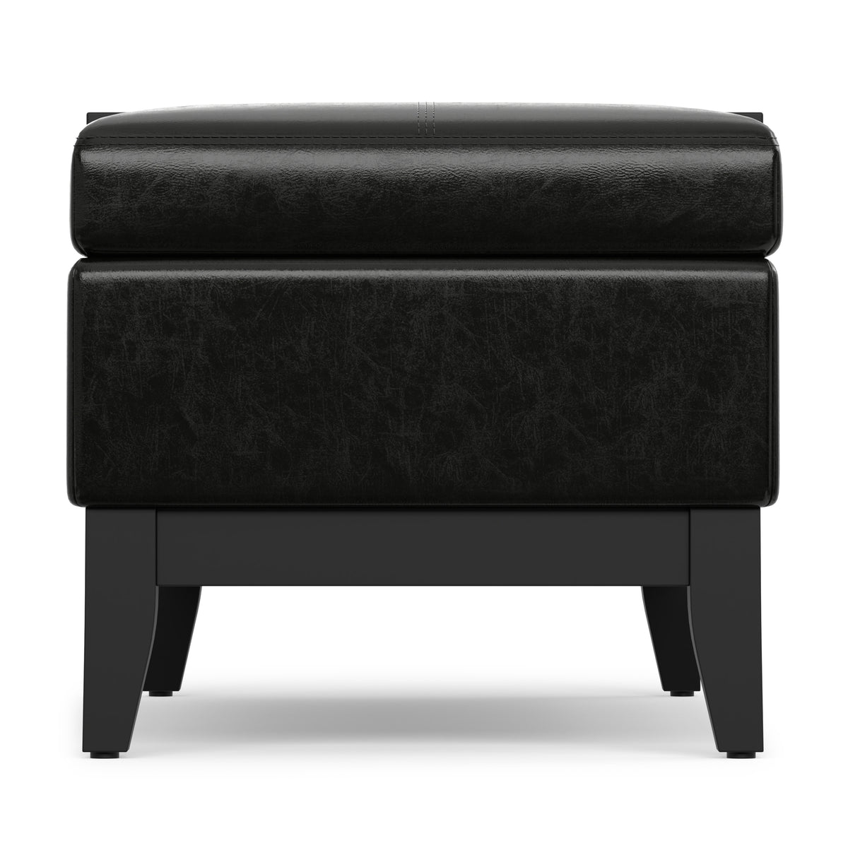 Midnight Black Vegan Leather | Oregon Storage Ottoman Bench with Tray in Vegan Leather