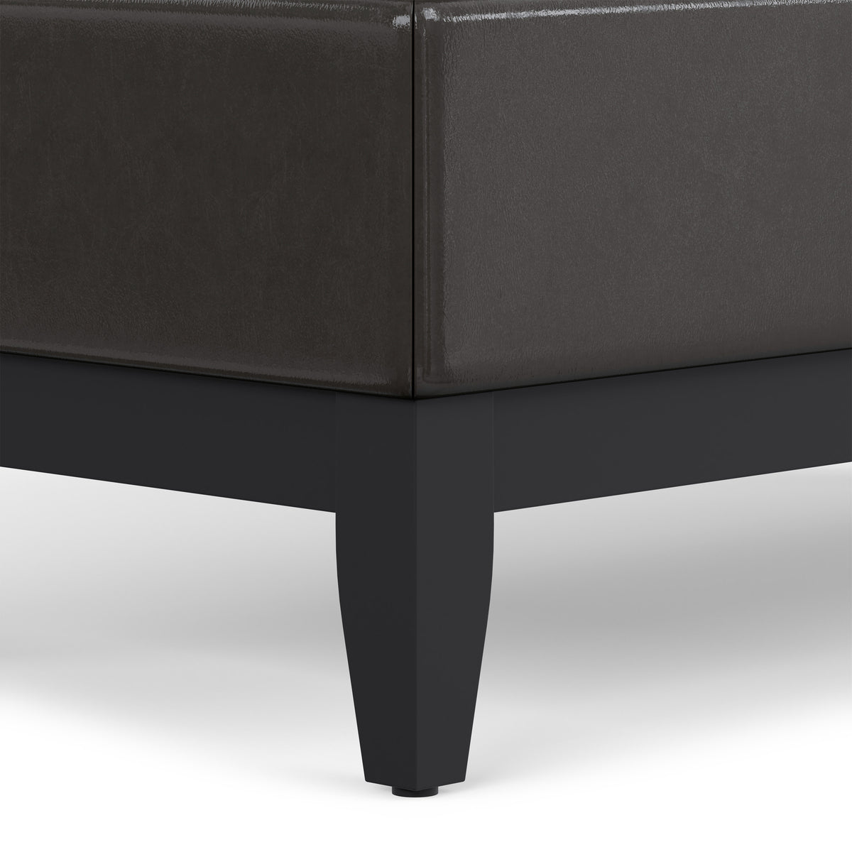 Tanners Brown Vegan Leather | Oregon Storage Ottoman Bench with Tray in Vegan Leather