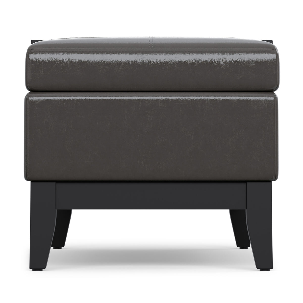 Tanners Brown Vegan Leather | Oregon Storage Ottoman Bench with Tray in Vegan Leather