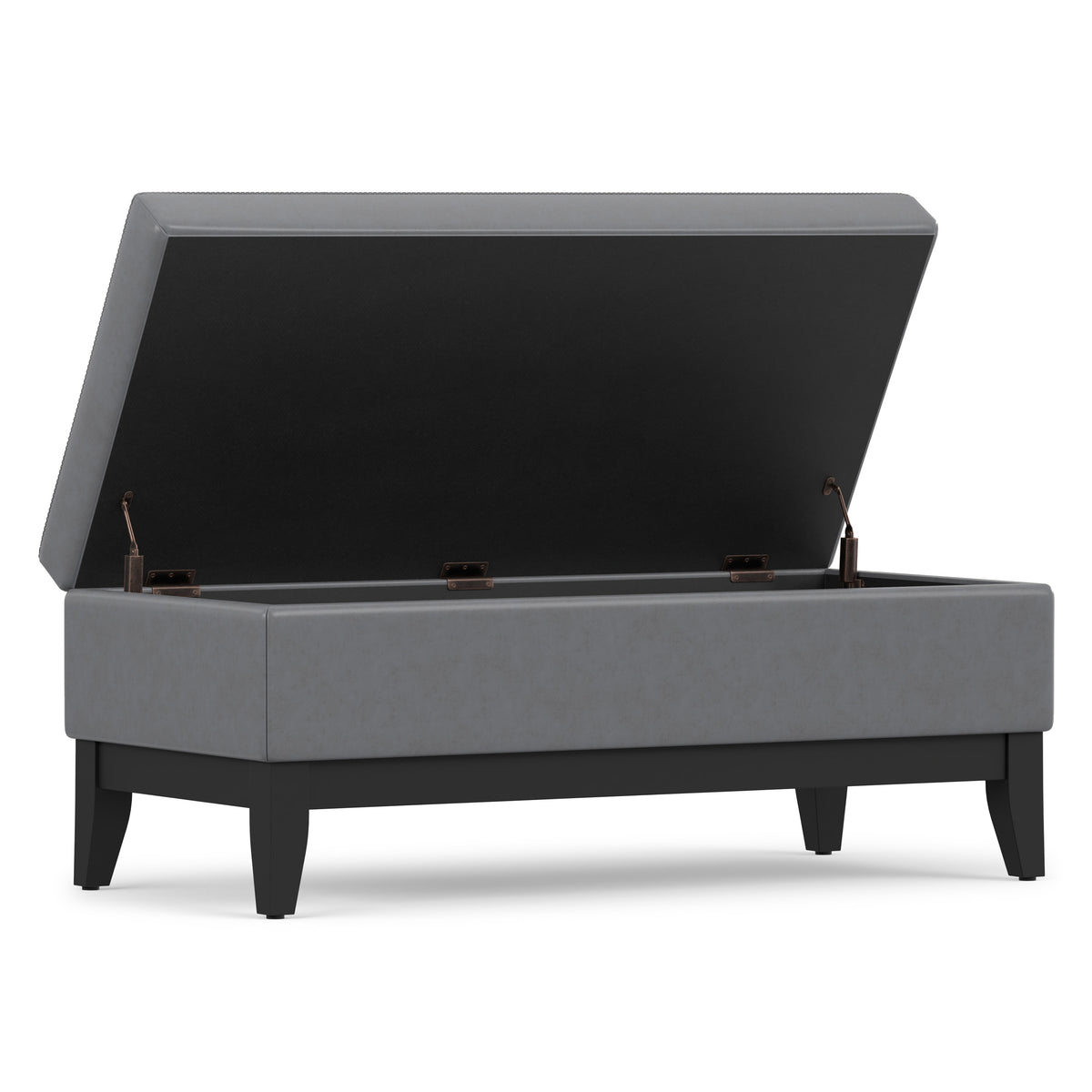 Stone Grey Vegan Leather | Oregon Storage Ottoman Bench with Tray in Vegan Leather