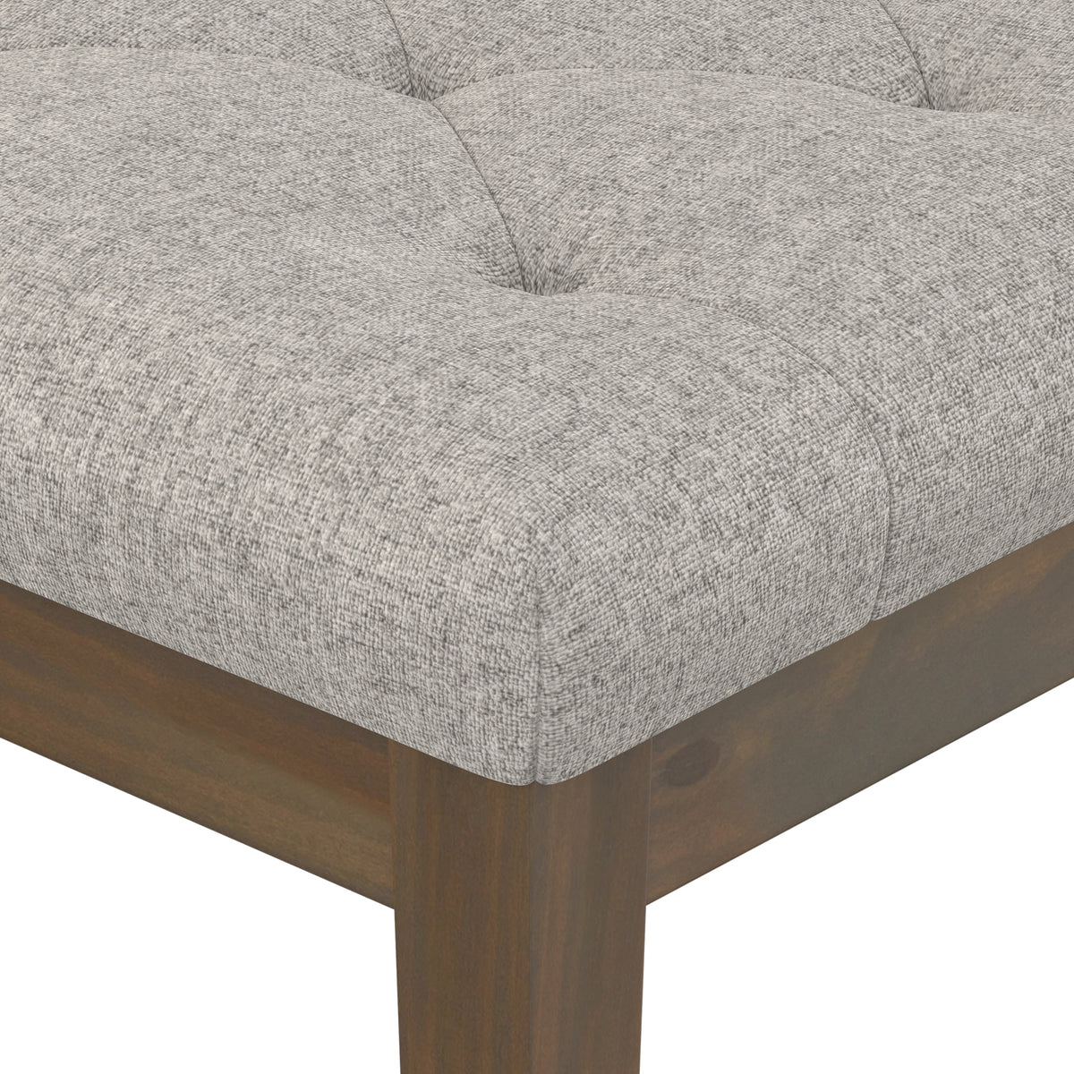 Cloud Grey Linen Style Fabric | Waverly Tufted Ottoman Bench