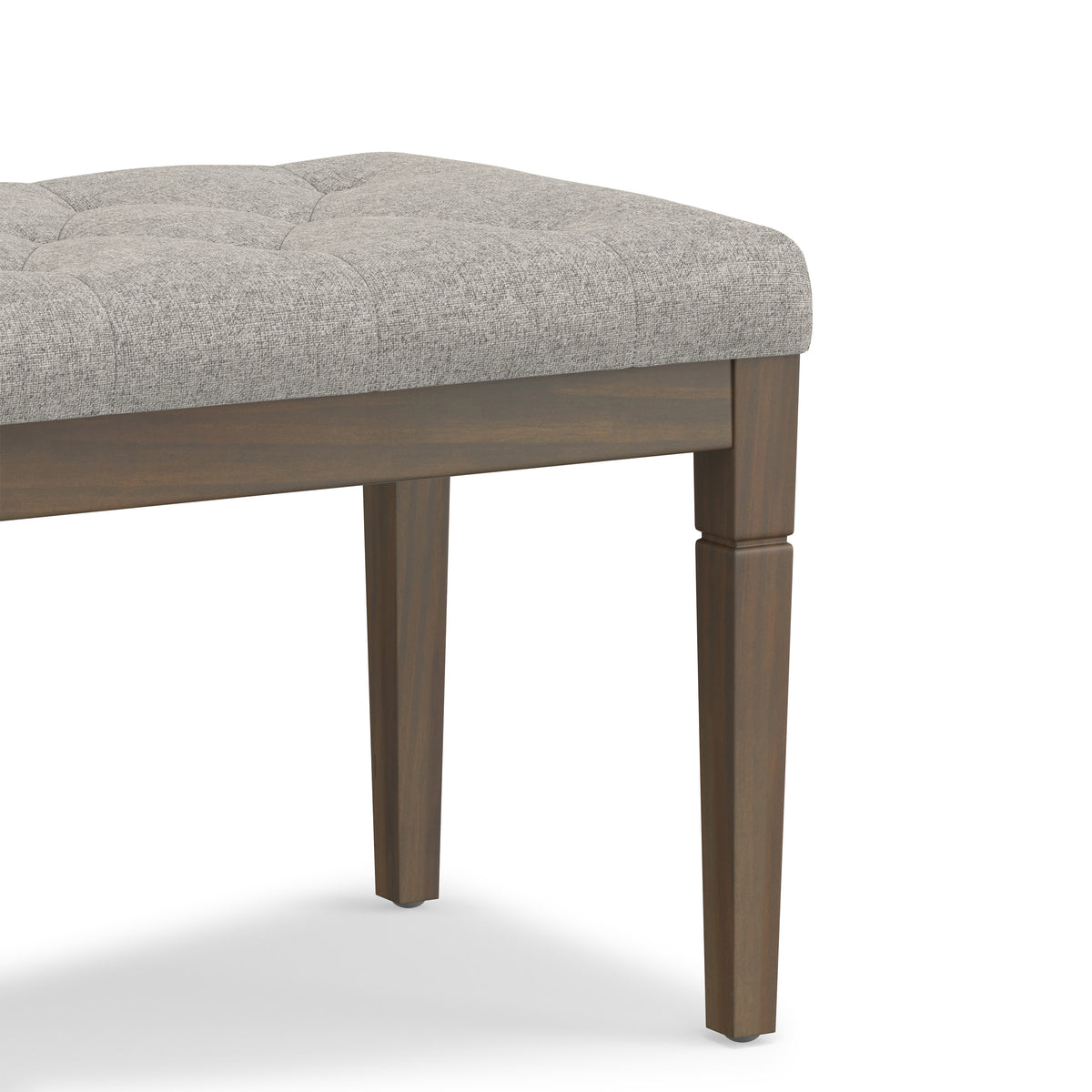 Cloud Grey Linen Style Fabric | Waverly Tufted Ottoman Bench