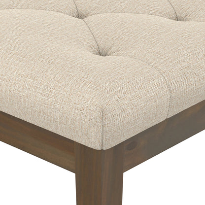 Natural Linen Style Fabric | Waverly Tufted Ottoman Bench