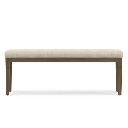 Natural Linen Style Fabric | Waverly Tufted Ottoman Bench