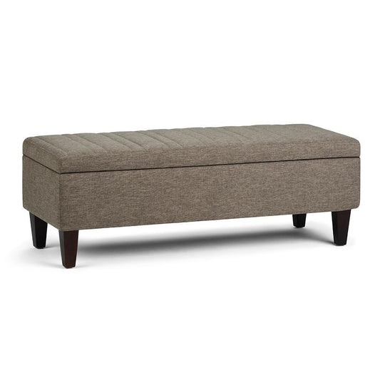 Fawn Brown Linen Style Fabric | Monroe Storage Ottoman in Linen