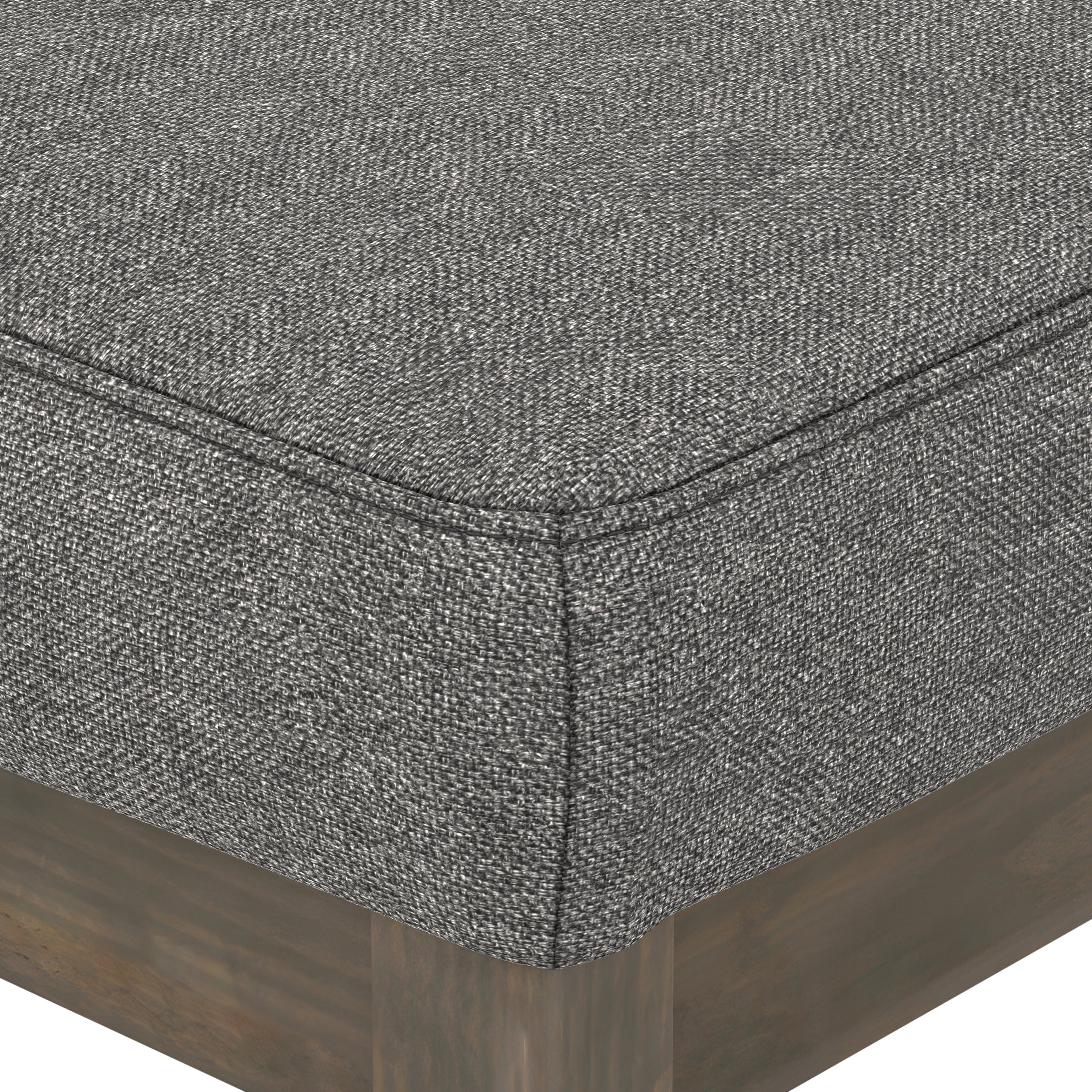 Grey Linen Style Fabric | Milltown Large Ottoman Bench in Linen
