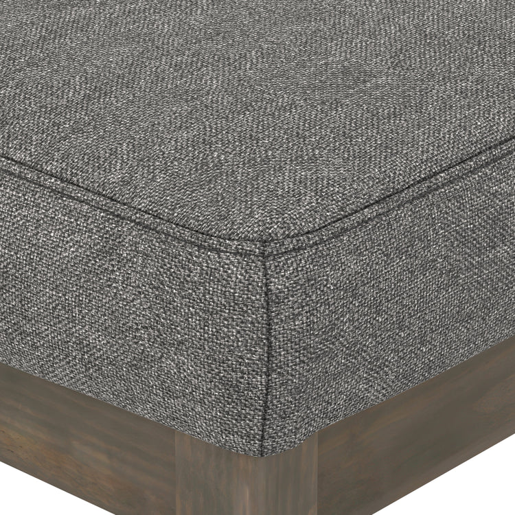 Grey Linen Style Fabric | Milltown Large Ottoman Bench in Linen