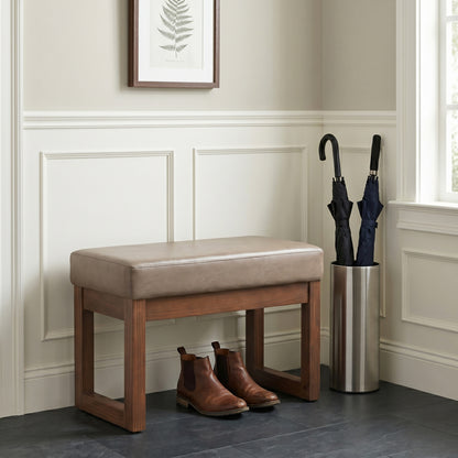 Ash Blonde Vegan Leather | Milltown Footstool Small Ottoman Bench