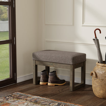 Fawn Brown Linen Style Fabric | Milltown Small Ottoman Bench in Linen