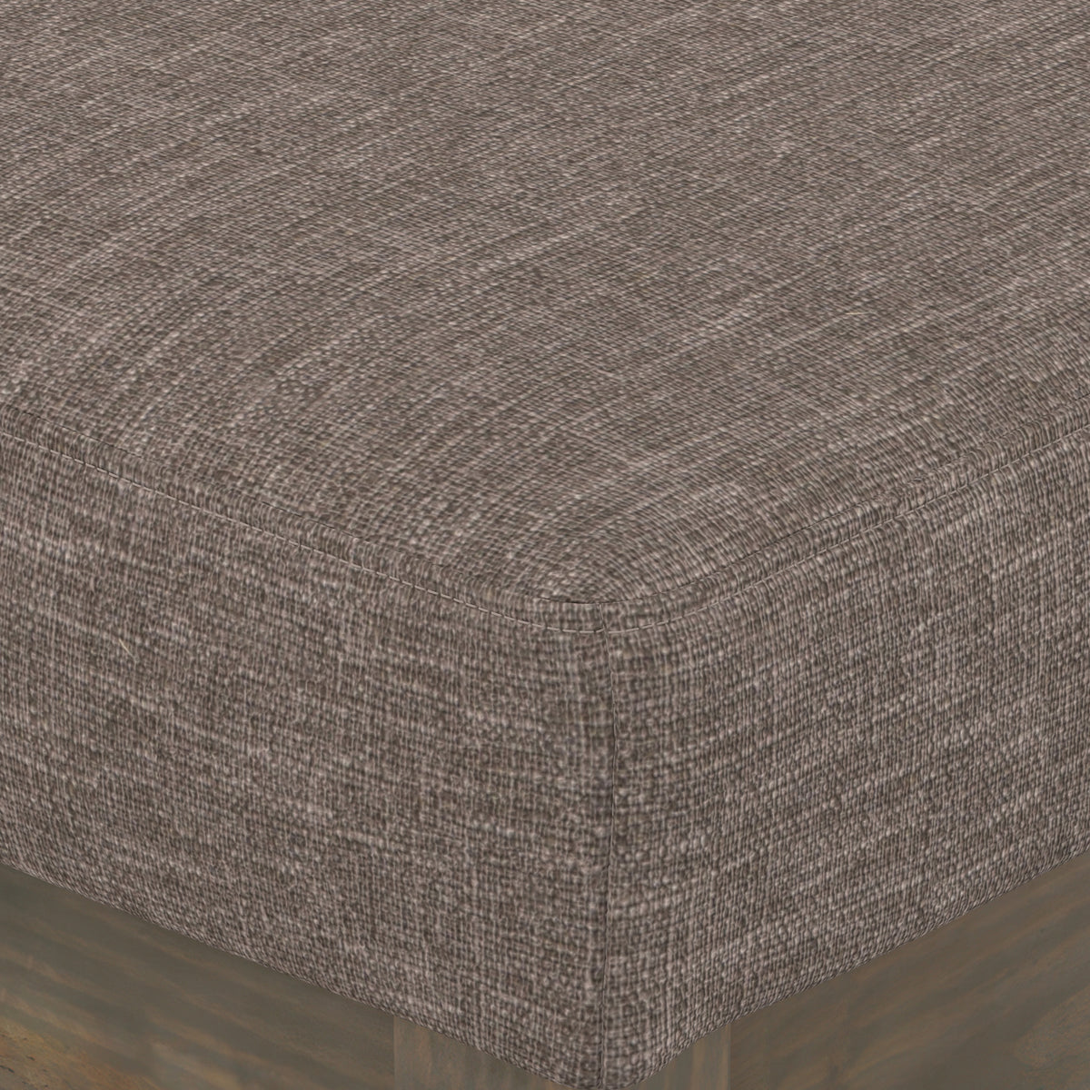 Fawn Brown Linen Style Fabric | Milltown Small Ottoman Bench in Linen