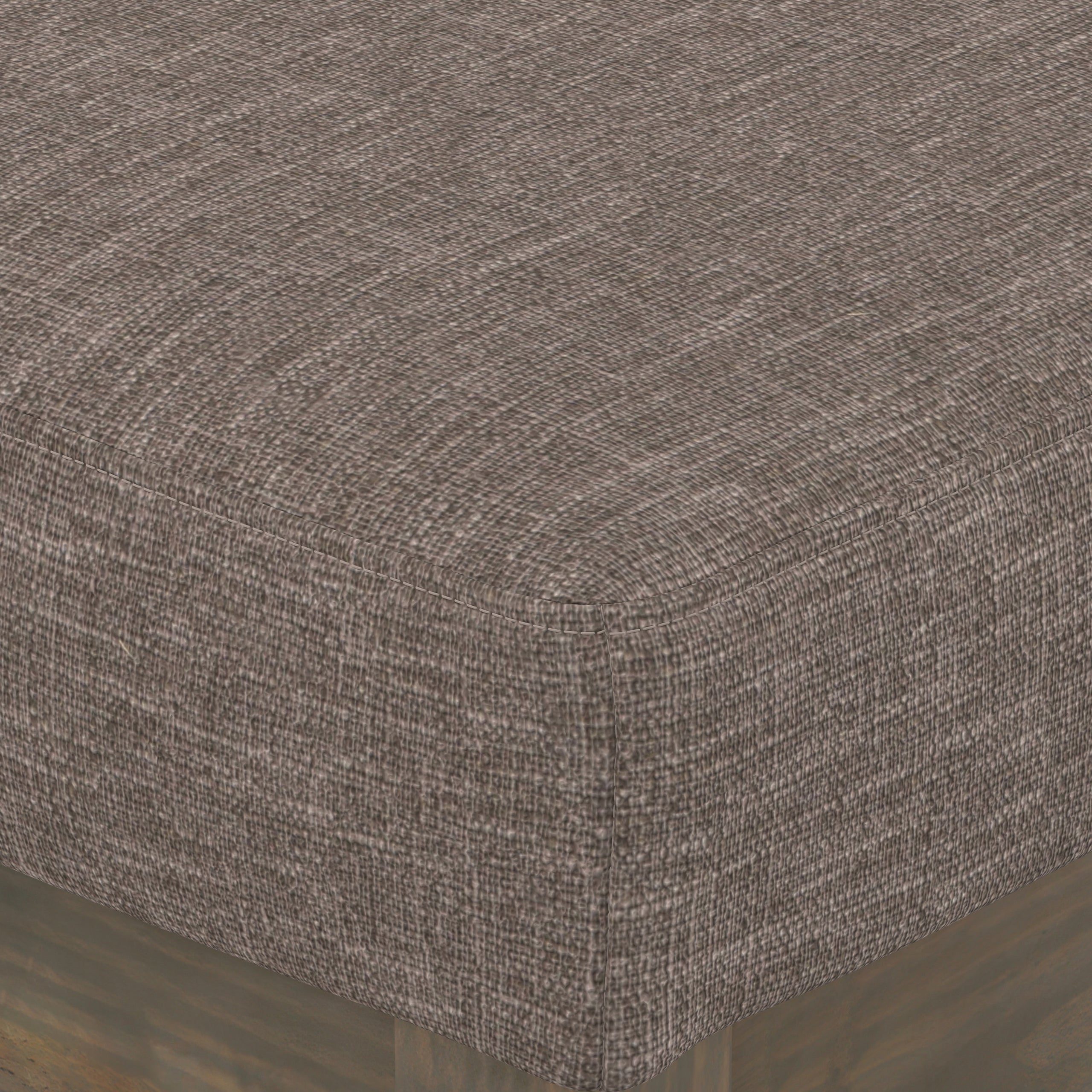 Fawn Brown Linen Style Fabric | Milltown Small Ottoman Bench in Linen