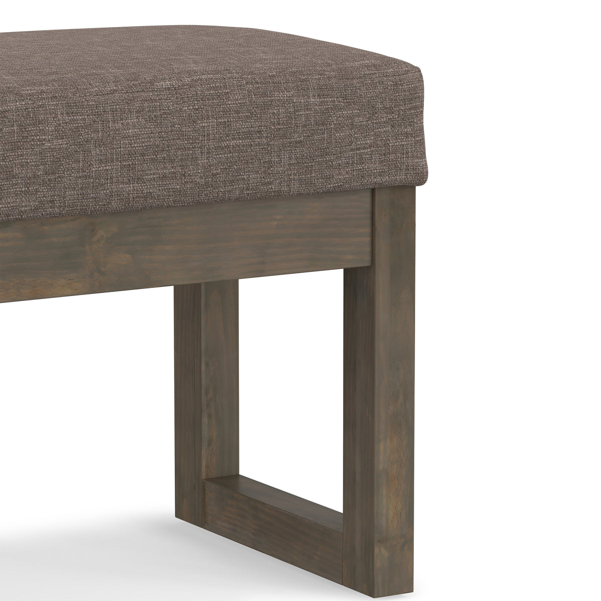 Fawn Brown Linen Style Fabric | Milltown Small Ottoman Bench in Linen